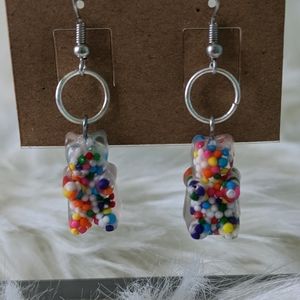 New! Rainbow Sprinkle Gummy Bear Earrings!